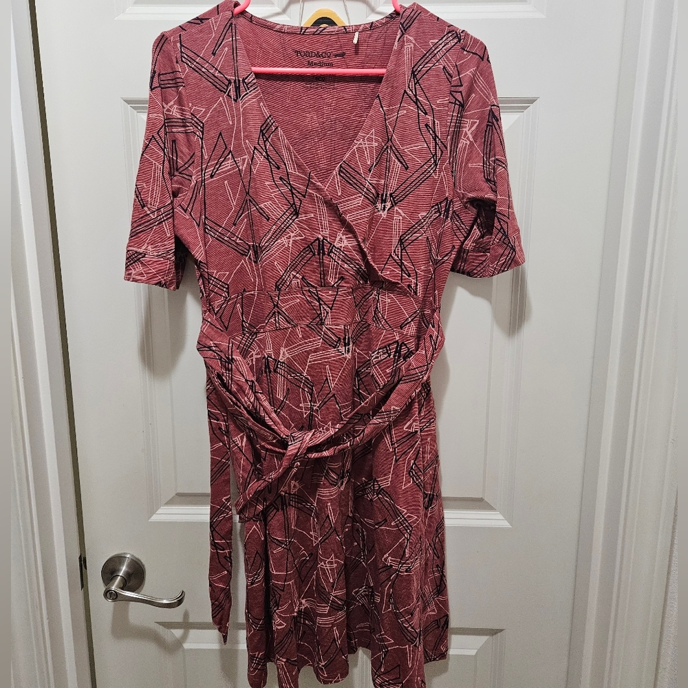 Toad Co Cue Cafe Wrap Dress Half Sleeve Redwoods Yard Sale Print M